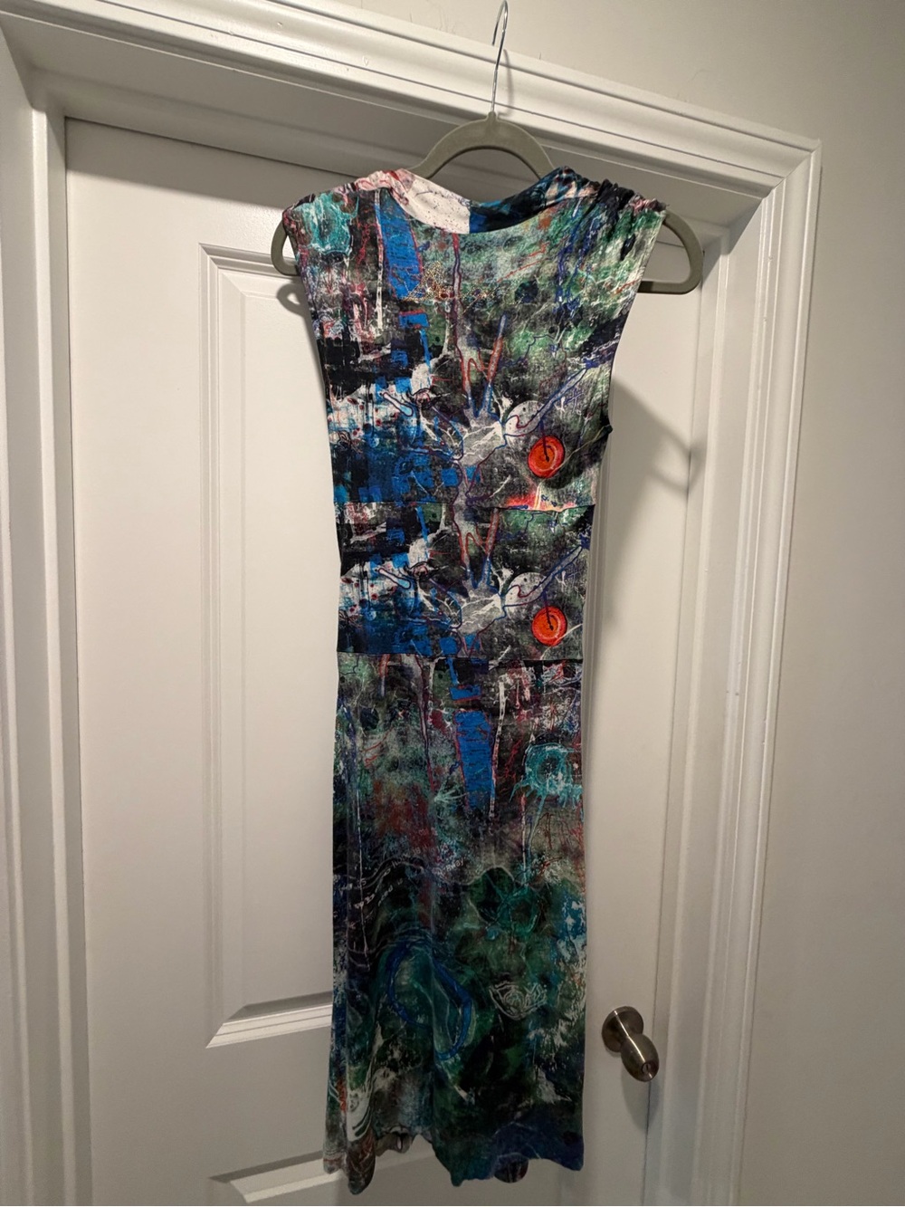Desigual Multicolor Abstract Maxi Dress in Blue, Green, Black & Red Accents